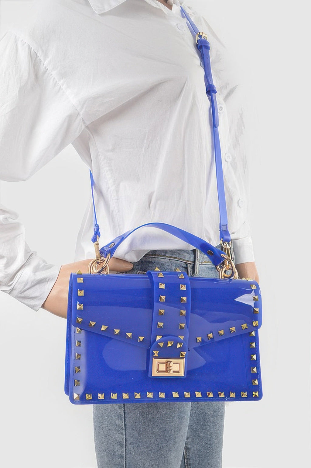 Studded Colorful Transparent Clutch - Crowned Energy CO.
