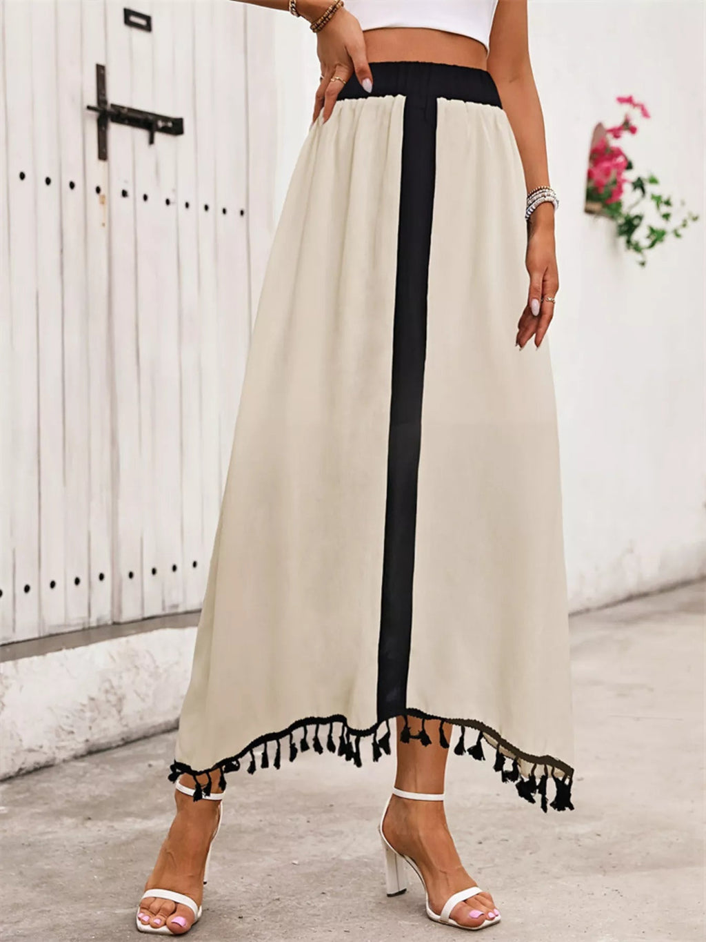 Tassel Trim High Waist Skirt - Crowned Energy CO.