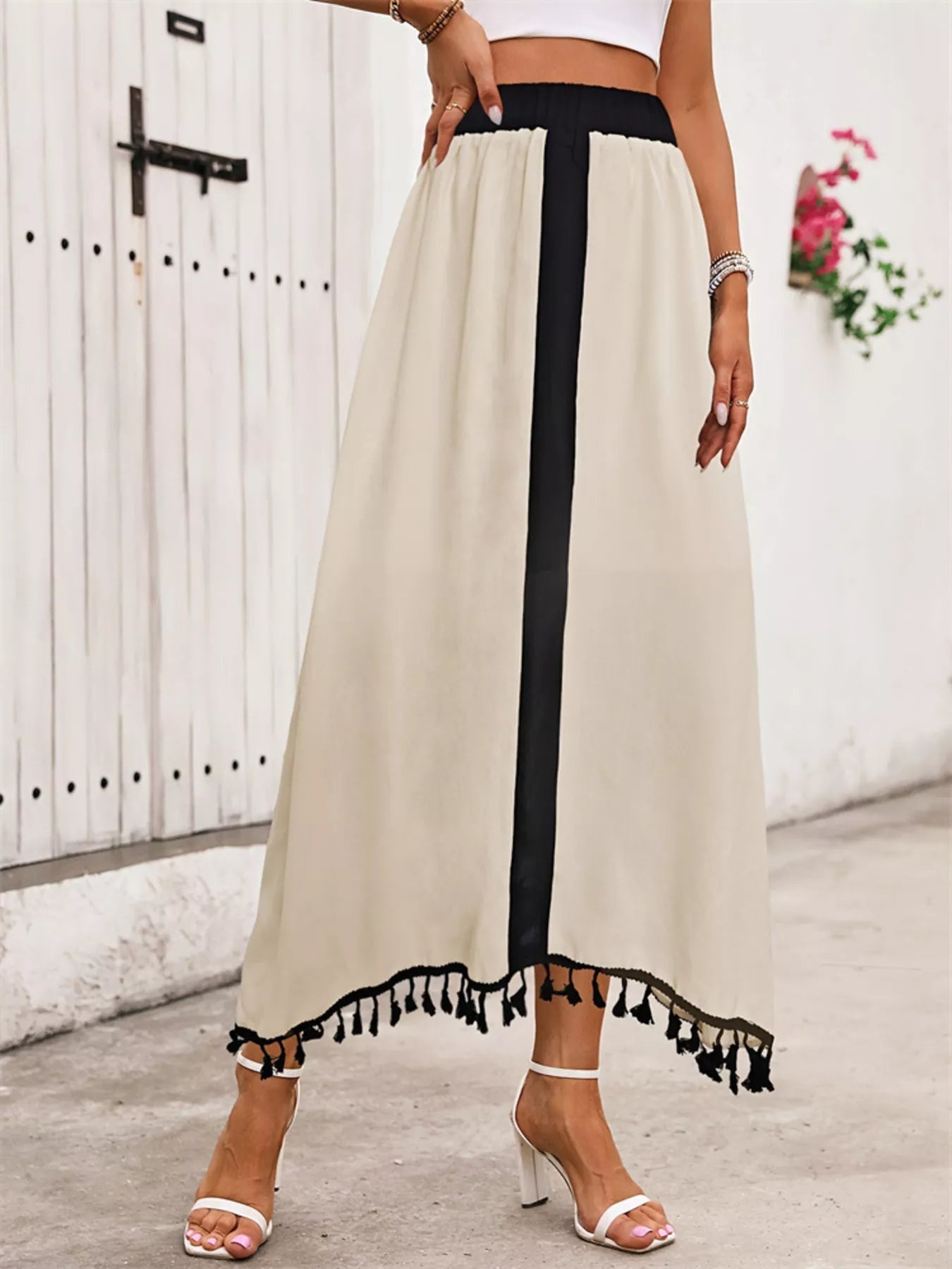 Tassel Trim High Waist Skirt - Crowned Energy CO.