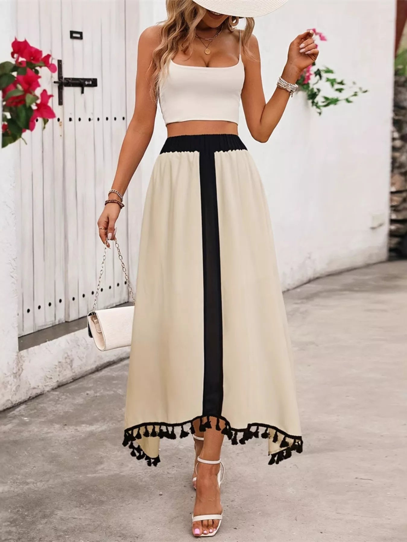 Tassel Trim High Waist Skirt - Crowned Energy CO.