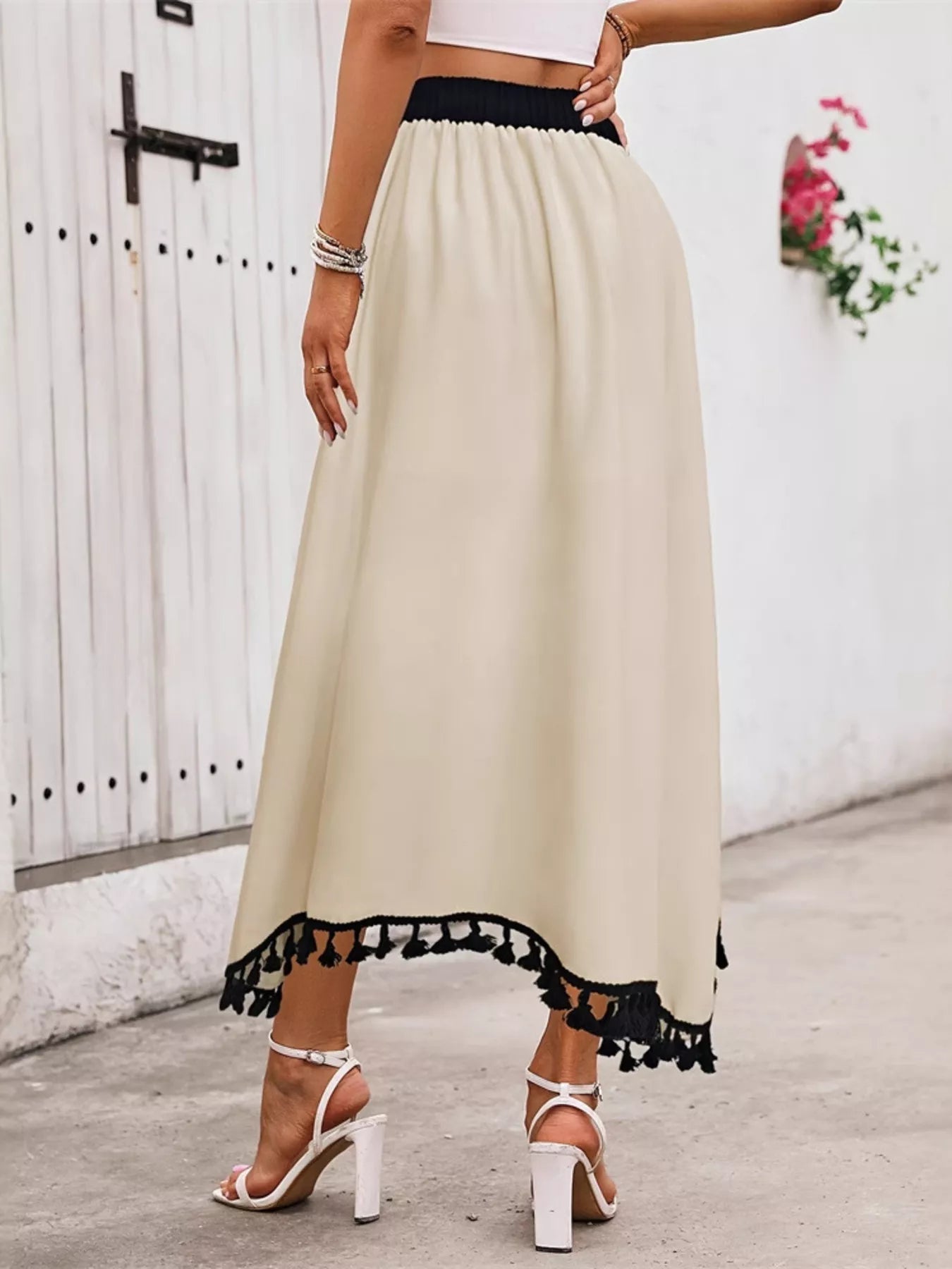 Tassel Trim High Waist Skirt - Crowned Energy CO.
