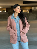 Teddy Fleece & Denim Jacket With Square Pockets - Crowned Energy CO.