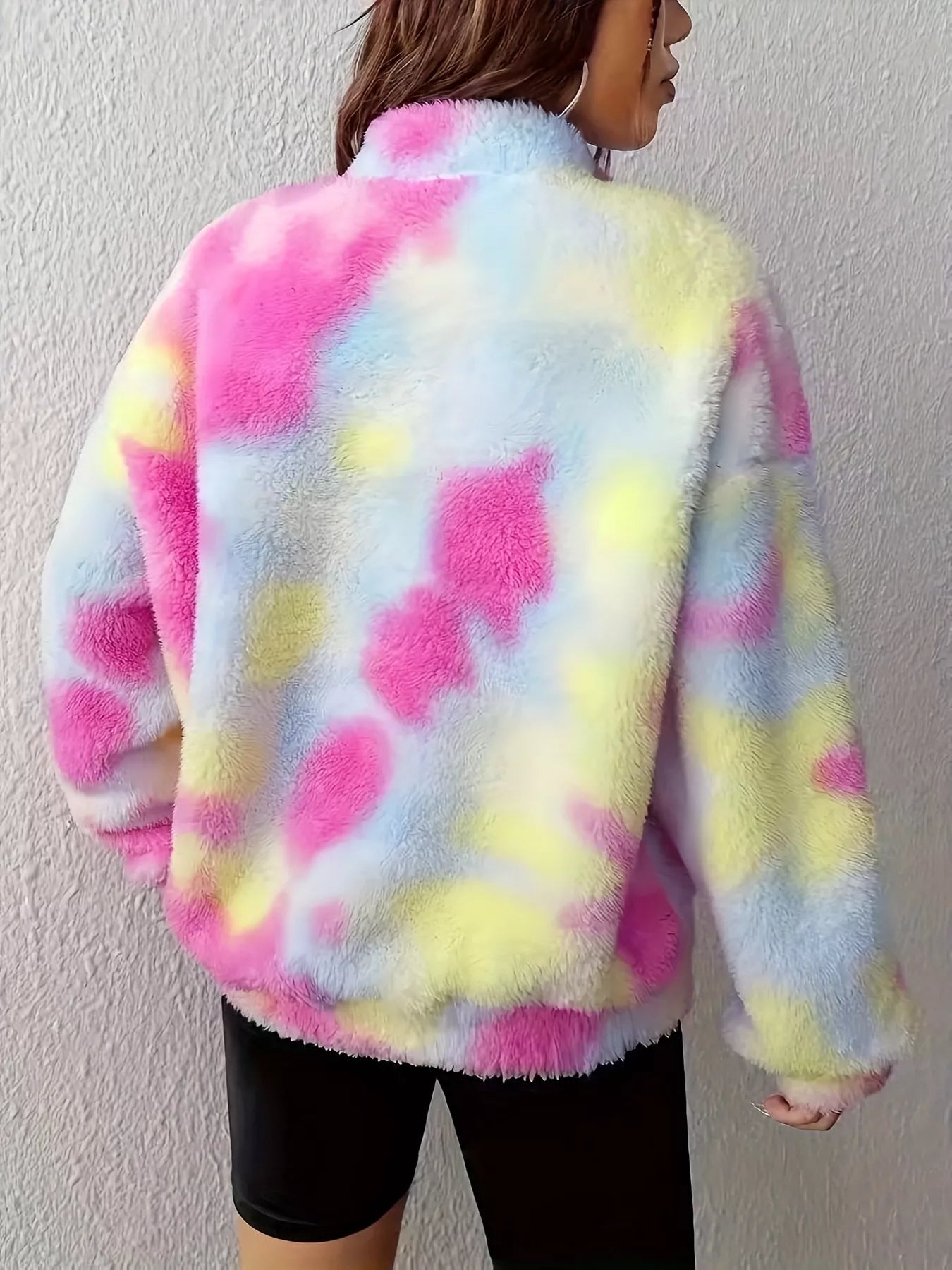 Tie - Dye Fuzzy Quarter Zip Sweatshirt - Crowned Energy CO.