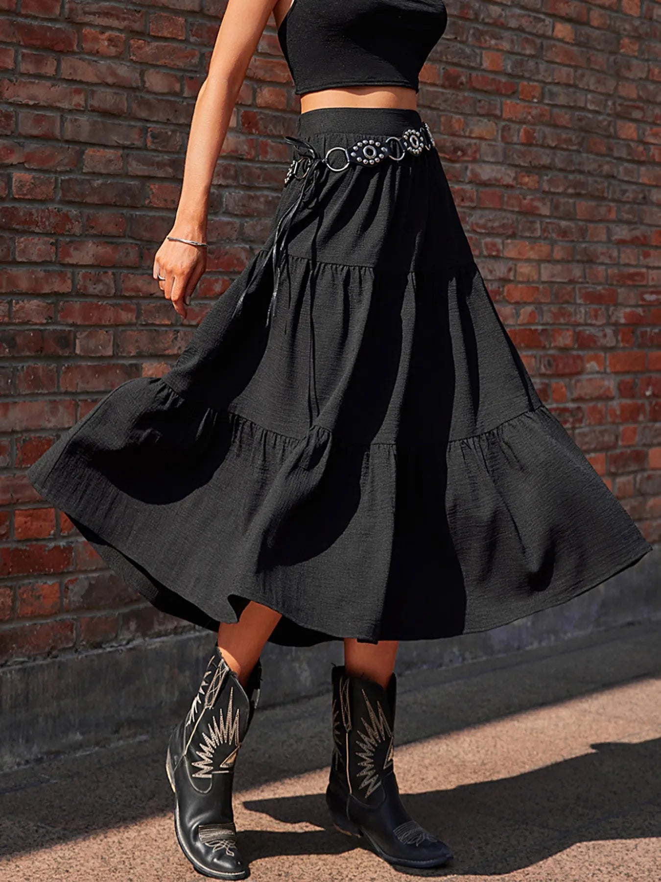 Tiered Midi Skirt - Crowned Energy CO.