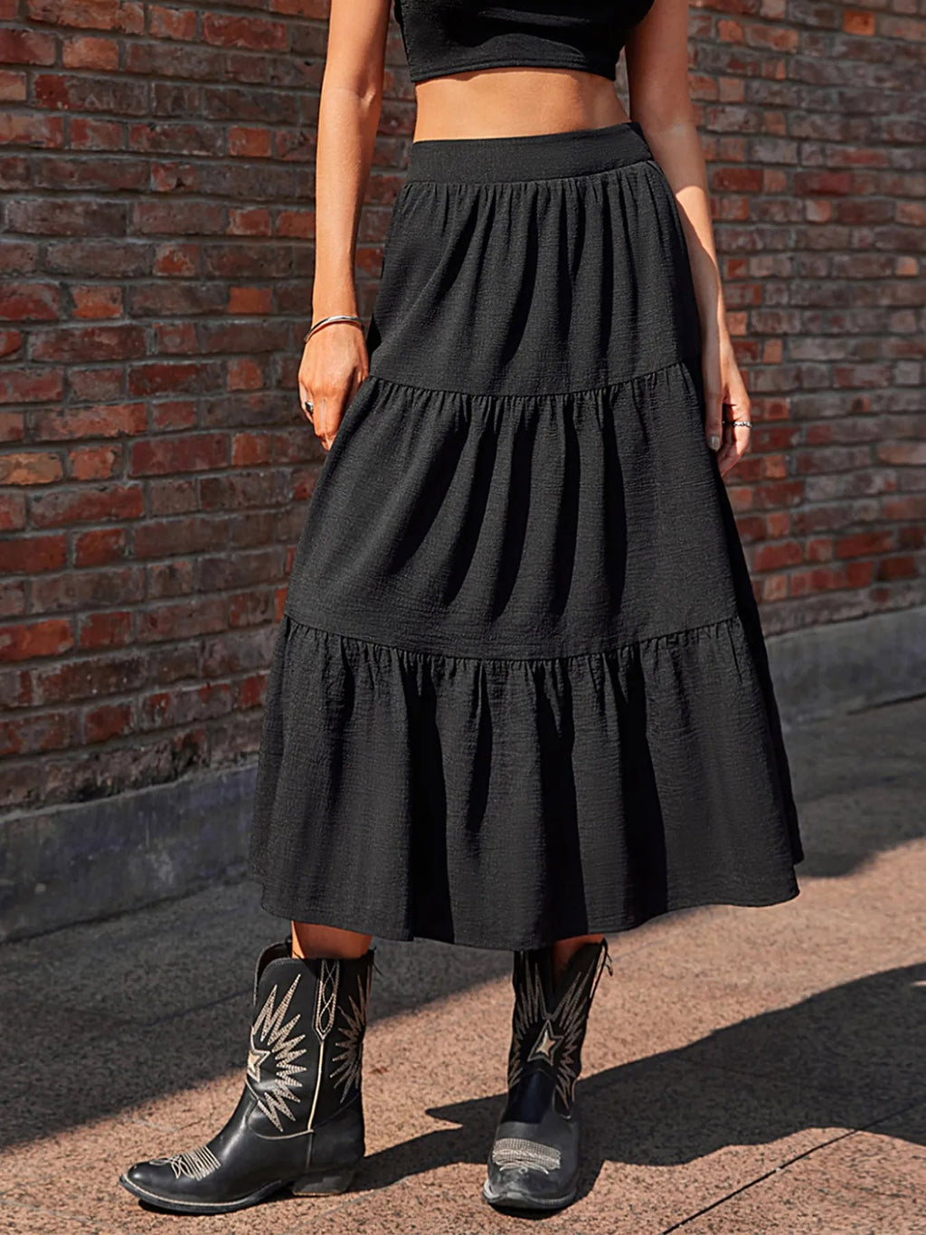 Tiered Midi Skirt - Crowned Energy CO.
