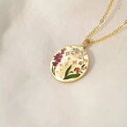 Titanium Steel Painted Oil Dripping Floral Oval Tarot Necklace - Goddess Vibes