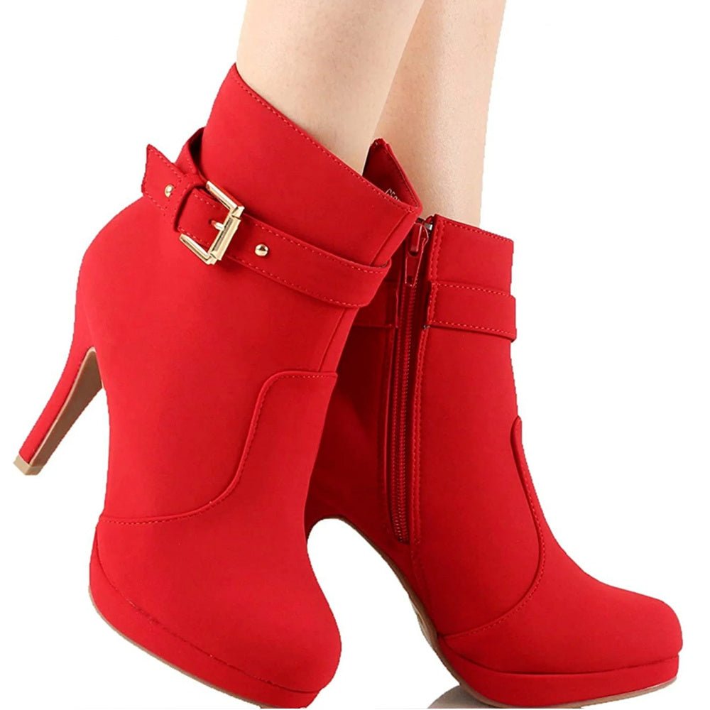 Trend Sup Chic Stiletto Ankle Boots with Buckle - Crowned Energy CO.