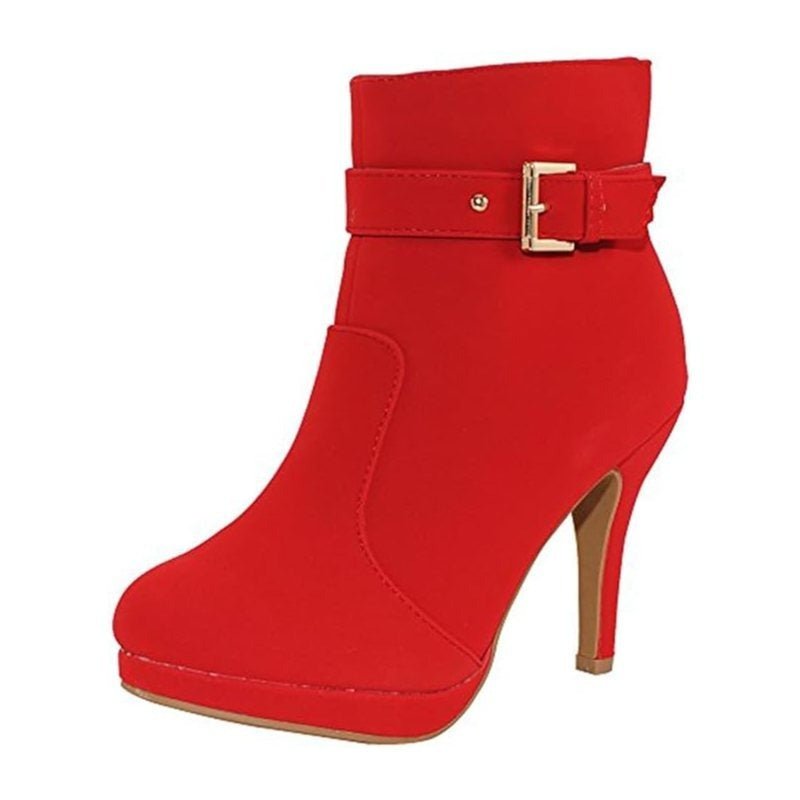 Trend Sup Chic Stiletto Ankle Boots with Buckle - Crowned Energy CO.