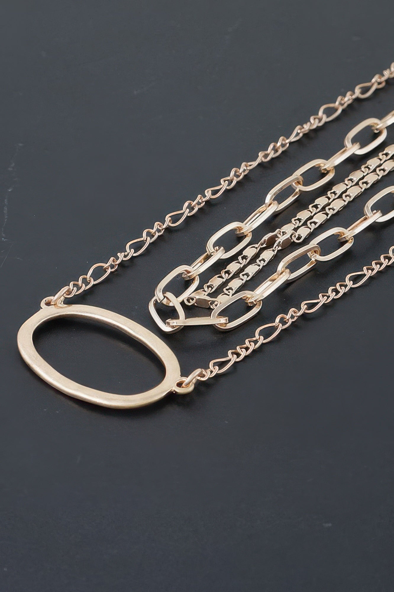 Triple Open Oval Chain Necklace - Goddess Vibes