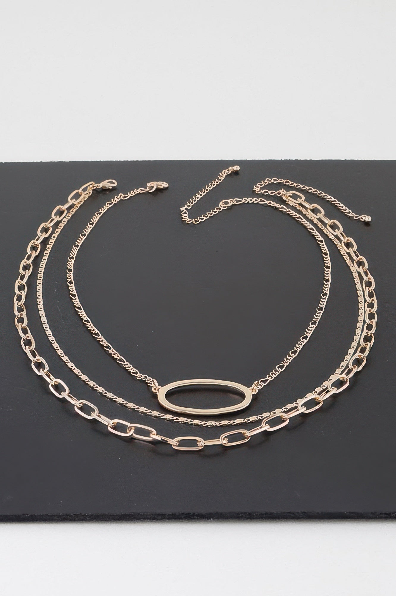 Triple Open Oval Chain Necklace - Goddess Vibes