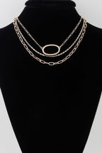 Triple Open Oval Chain Necklace - Goddess Vibes