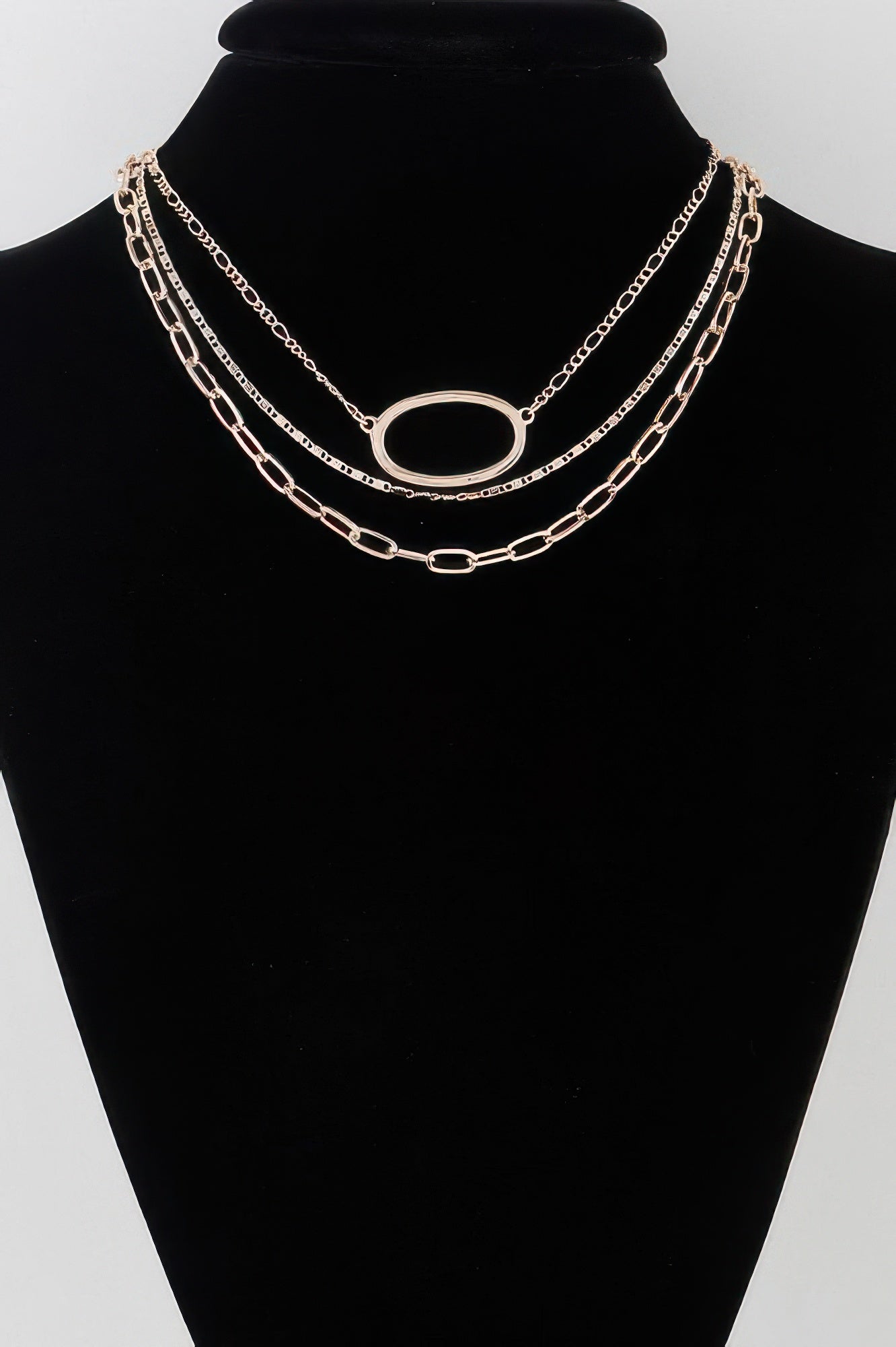 Triple Open Oval Chain Necklace - Goddess Vibes