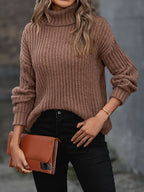Turtleneck Rib - Knit Sweater - Goddess Vibes