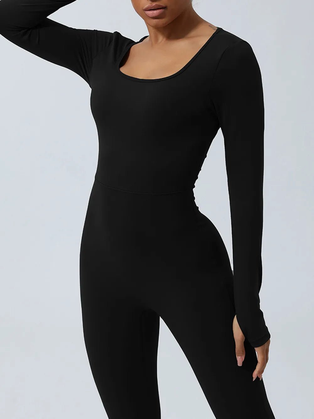 Twisted Backless Long Sleeve Jumpsuit - Crowned Energy CO.