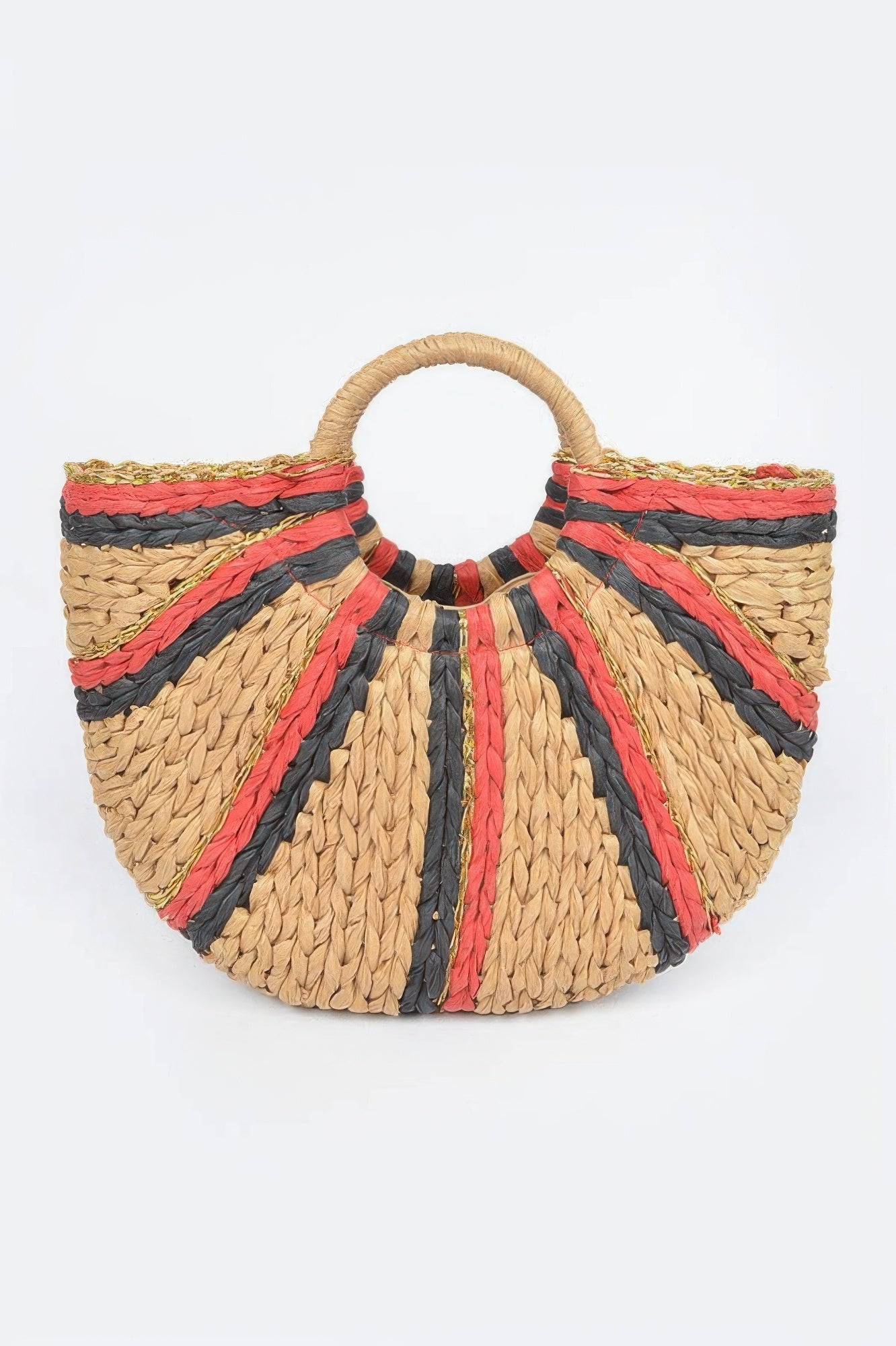 Two Toned Straw Tote Bag - Crowned Energy CO.