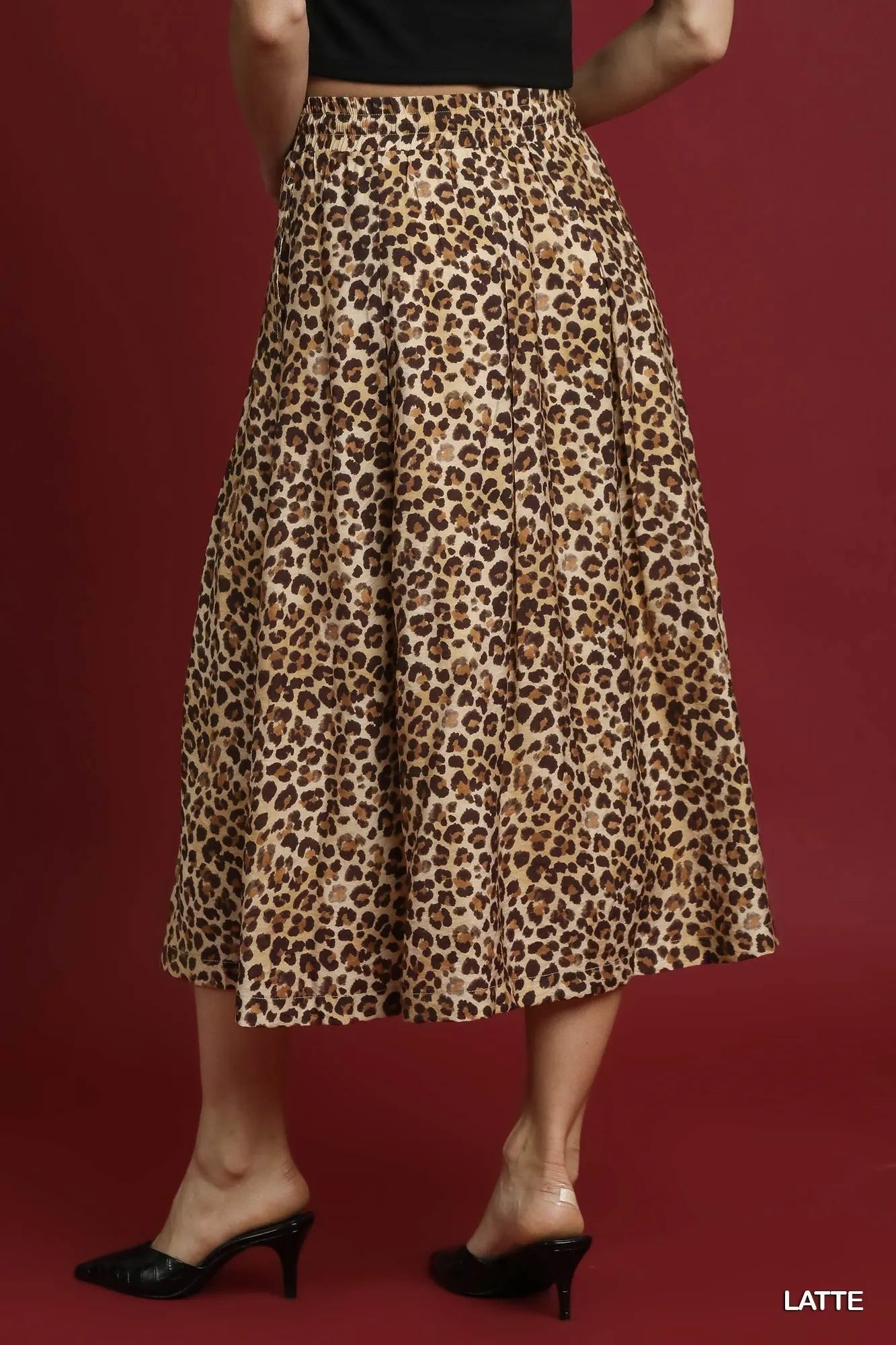 Umgee Drawstring Leopard Midi Skirt - Crowned Energy CO.