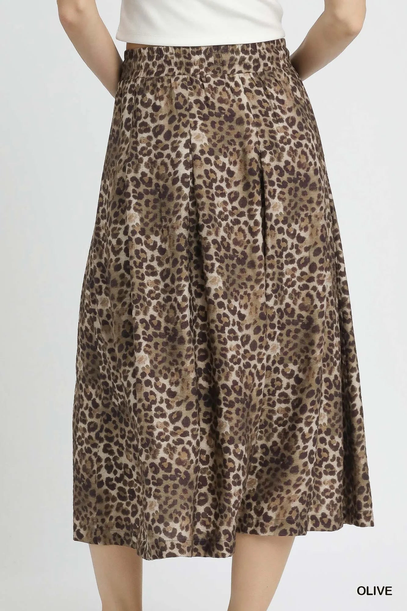 Umgee Drawstring Leopard Midi Skirt - Crowned Energy CO.