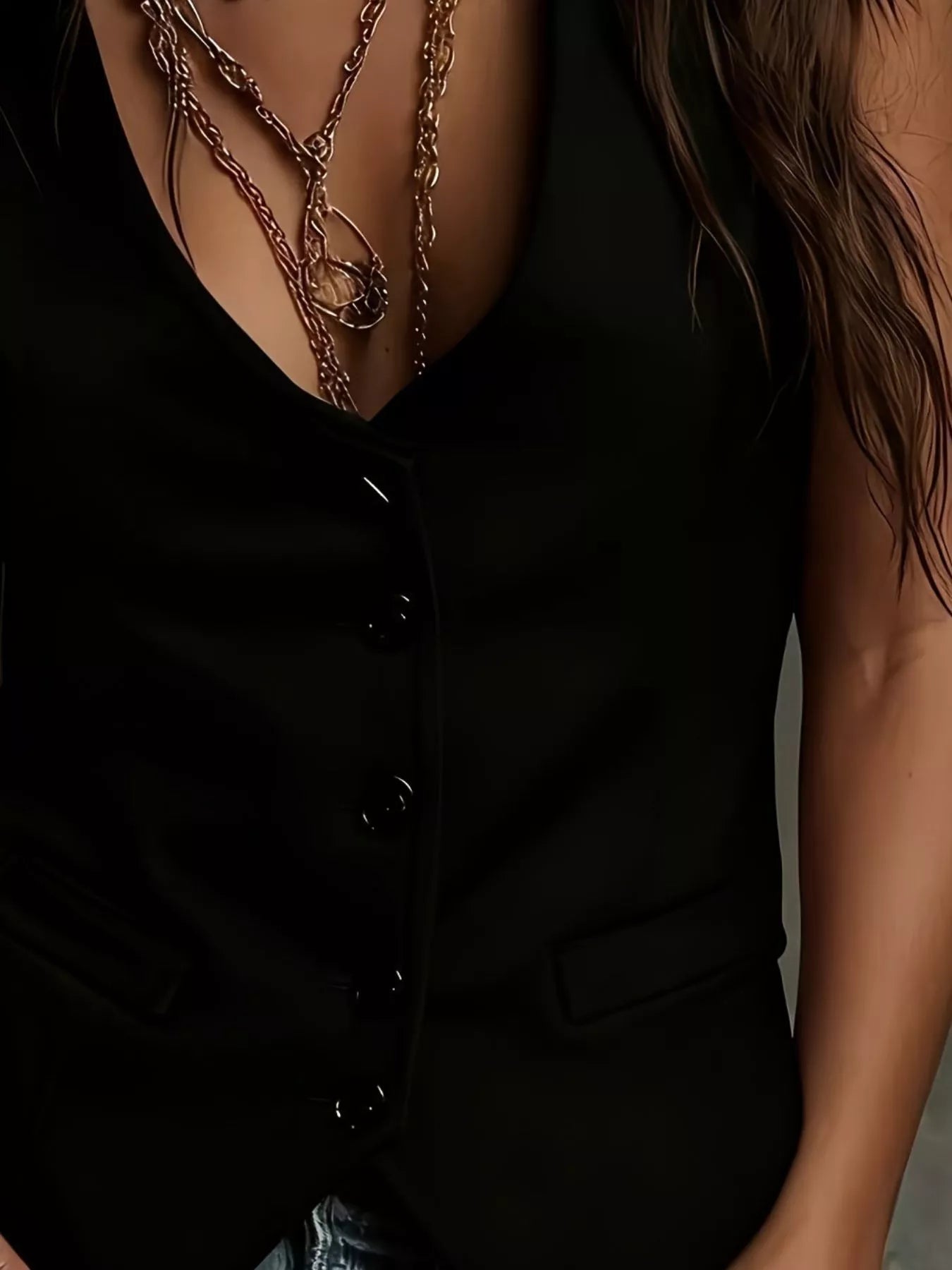 Velvet Button - Down Vest Coat - Crowned Energy CO.