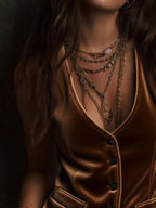 Velvet Button - Down Vest Coat - Crowned Energy CO.