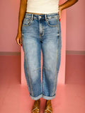 Vintage Washed Seam Detail Shift Jeans - Crowned Energy CO.