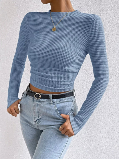 Waffle Knit Long Sleeve T-Shirt - Goddess Vibes