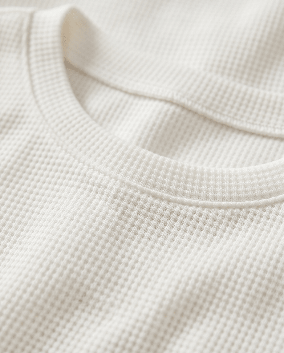 Waffle Knit Long Sleeve Top with Rounded Hem - Crowned Energy CO.