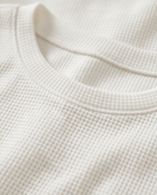 Waffle Knit Long Sleeve Top with Rounded Hem - Crowned Energy CO.