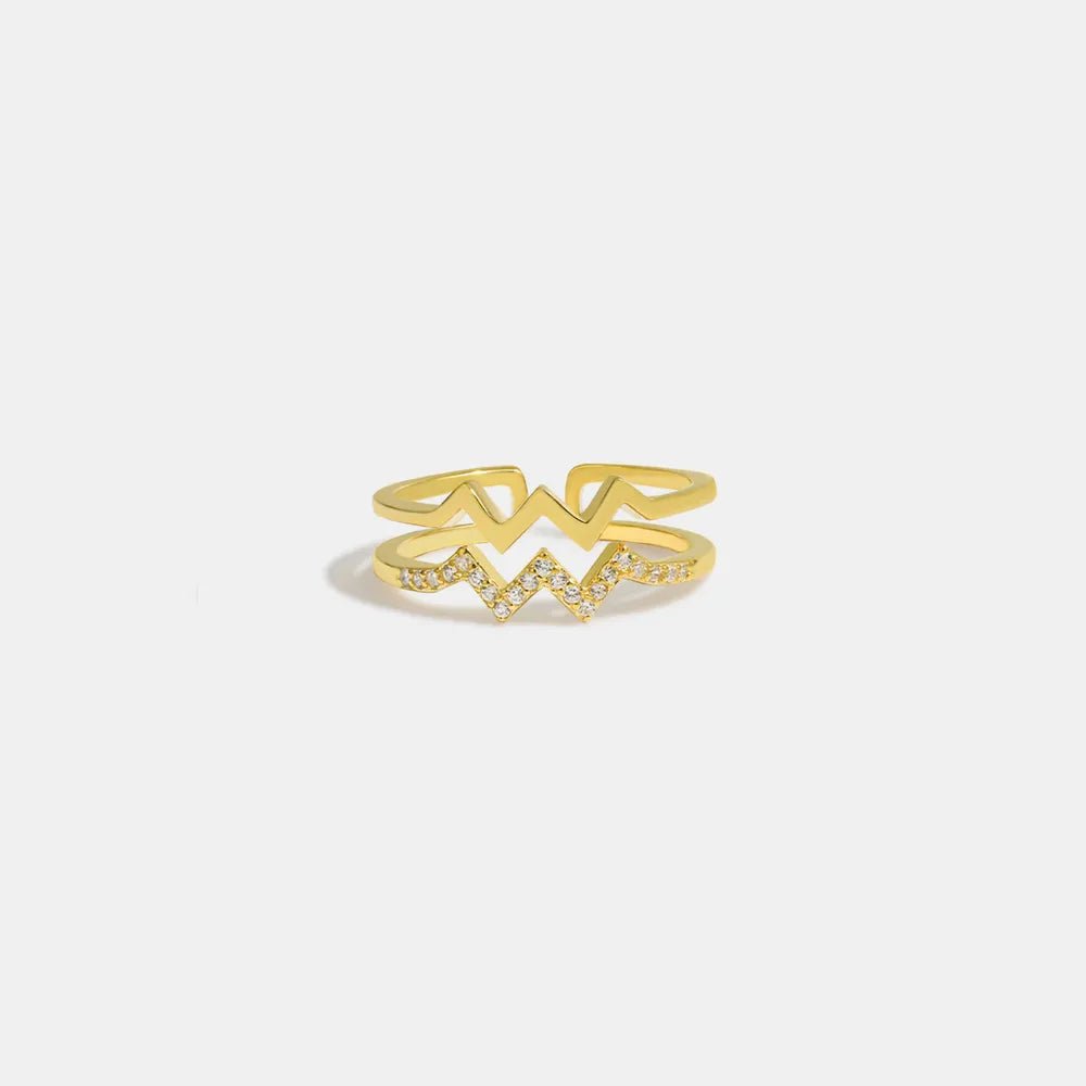 Wave Shape Inlaid Zircon Open Ring - Crowned Energy CO.