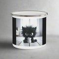 Crowned Energy CO. 12oz Printify Mug Adorable Cat Camping Mug – Enamel Coffee Cup for Pet Lovers & Nature Fans