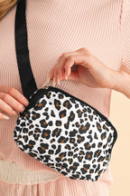 White Cheetah Print Multi Interlayer Zipped Crossbody Bag - Goddess Vibes