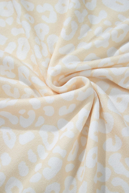 White Cheetah Print Two Piece Loose Fit Cozy Loungewear - Goddess Vibes