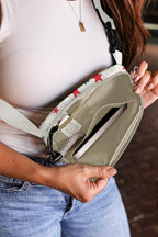 White Star Printed Buckle Strap Flag Day Crossbody Bag - Goddess Vibes