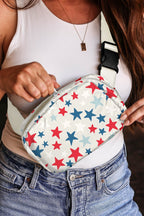 White Star Printed Buckle Strap Flag Day Crossbody Bag - Goddess Vibes