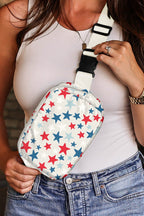 White Star Printed Buckle Strap Flag Day Crossbody Bag - Goddess Vibes