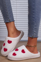 White Valentines Day Hearts Print Plush House Slippers - Goddess Vibes