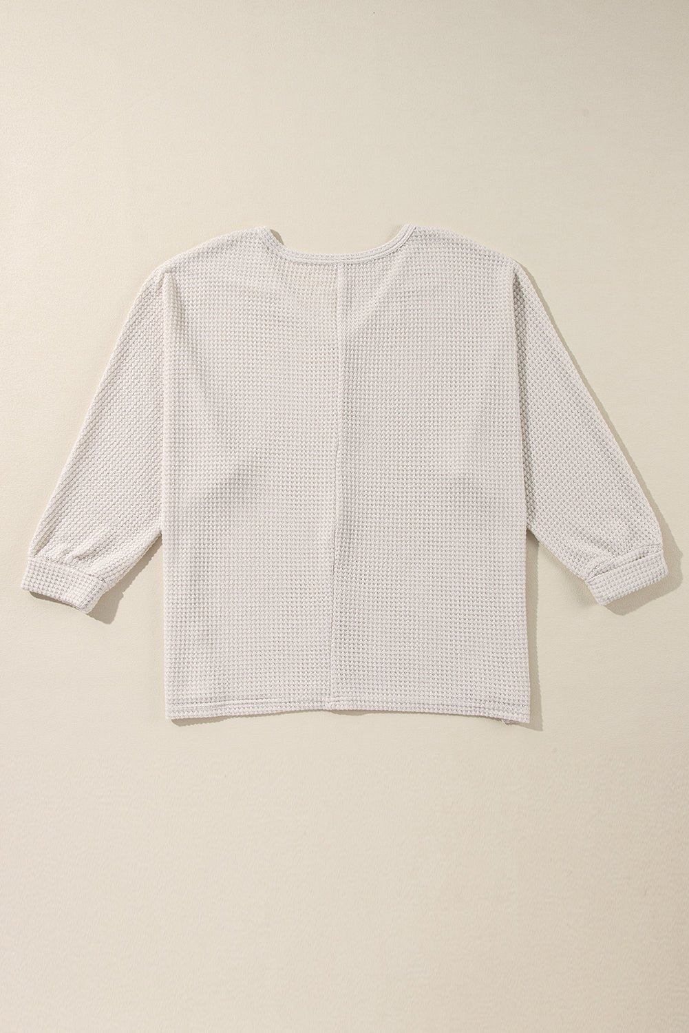 Crowned Energy CO. White / S / 65%Polyester+30%Viscose+5%Elastane Dear-Lover Dropshipping Tops/Long Sleeve Tops White Waffle Knit Side Slits Loose Fit V Neck Top