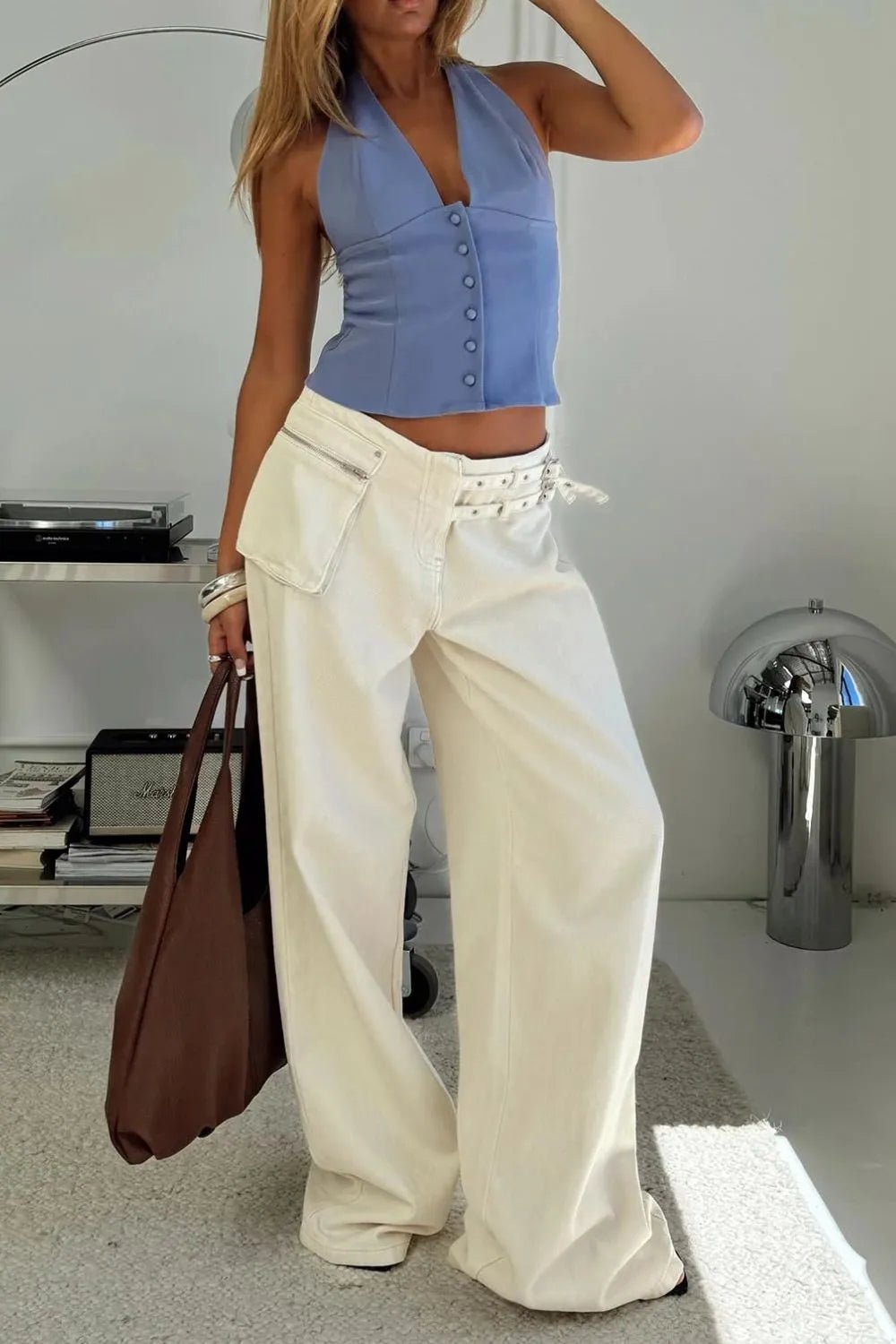 Wide Leg Jeans with Pockets - Crowned Energy CO.