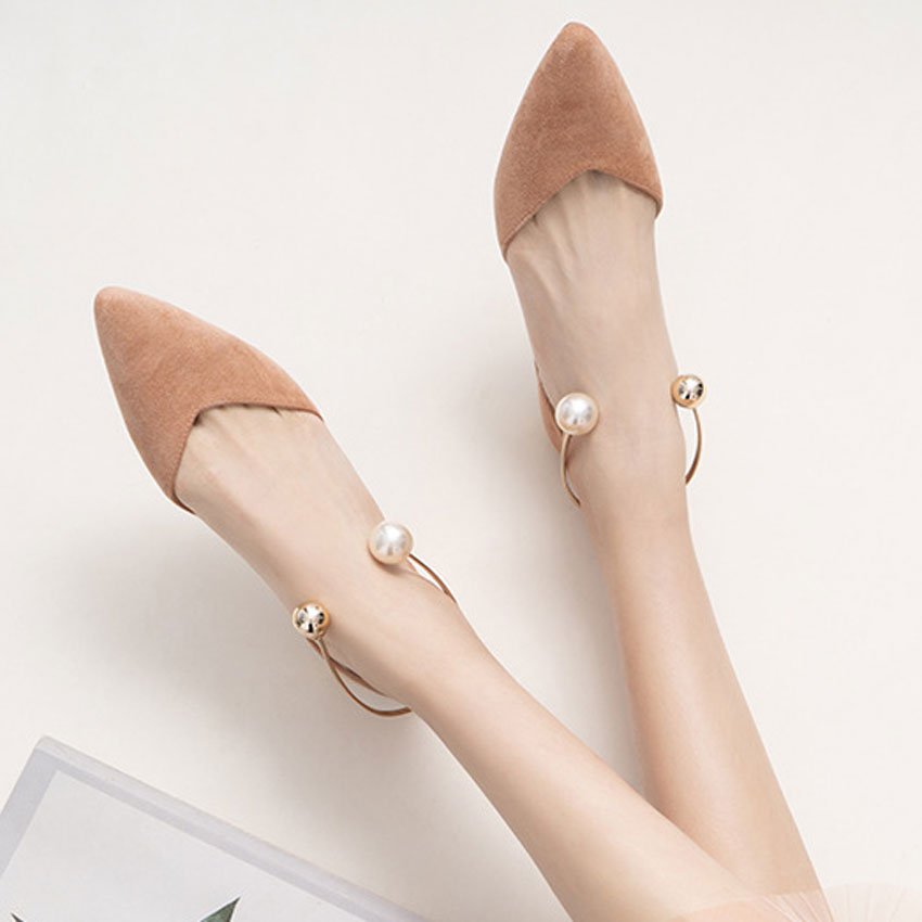 Women's Elegant Pearl Decor Point Toe Flats | ZAKAPOP - Crowned Energy CO.