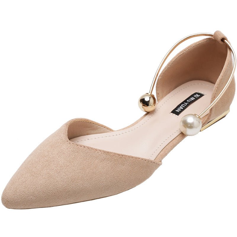 Women's Elegant Pearl Decor Point Toe Flats | ZAKAPOP - Crowned Energy CO.