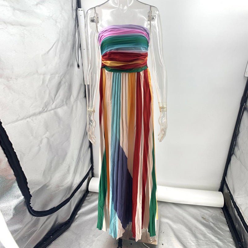 Crowned Energy CO. Picture Color / L Goddess Vibes Dresses Women's Sexy Tube Top Backless Printed Color Swing Maxi Dress