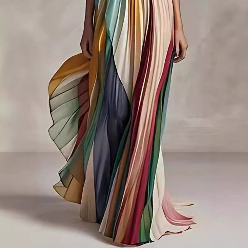 Crowned Energy CO. Picture Color / L Goddess Vibes Dresses Women's Sexy Tube Top Backless Printed Color Swing Maxi Dress