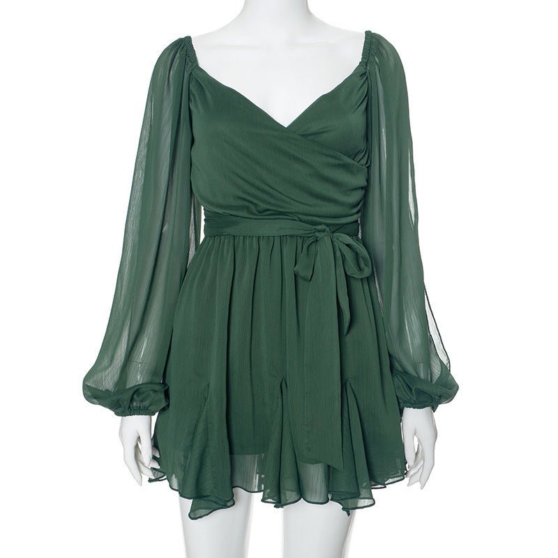 Crowned Energy CO. Green / XL CCWHOLESALECLOTHING Dresses Women's Solid Color Slim Fit Short Dress