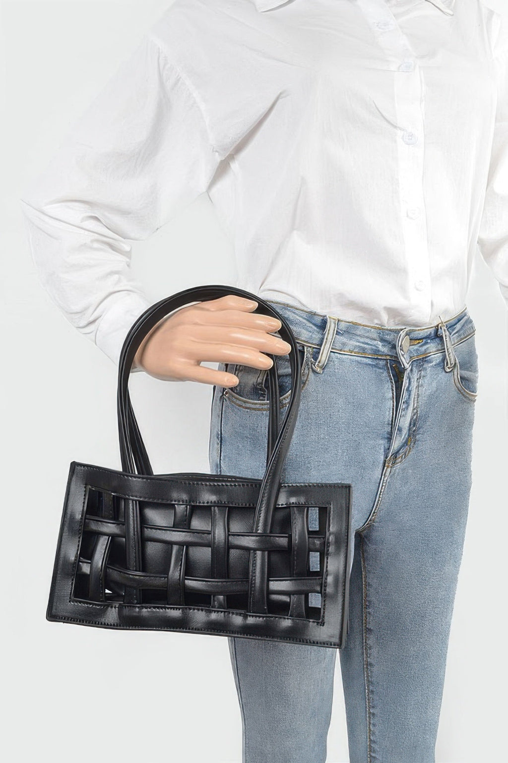 Woven Faux Leather Bag - Crowned Energy CO.