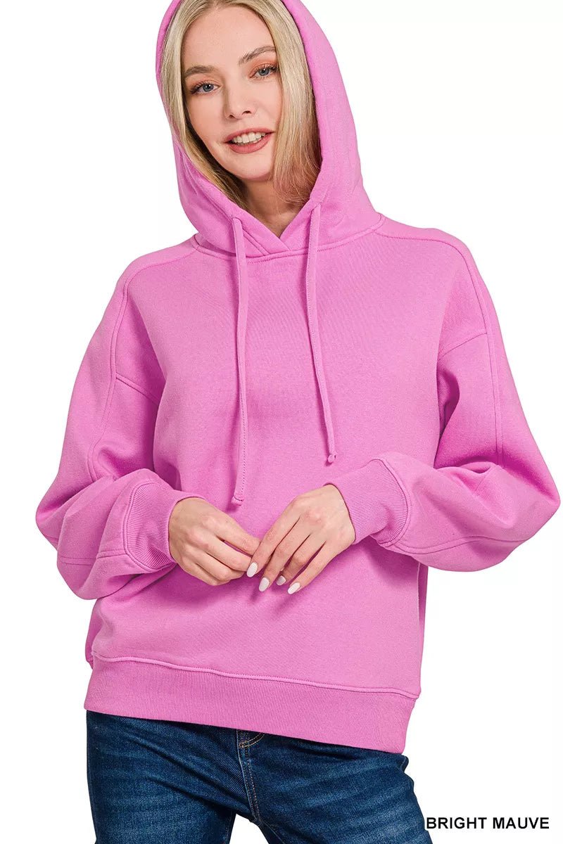 Zenana Drawstring Relaxed Fit Fleece Hoodie - Crowned Energy CO.