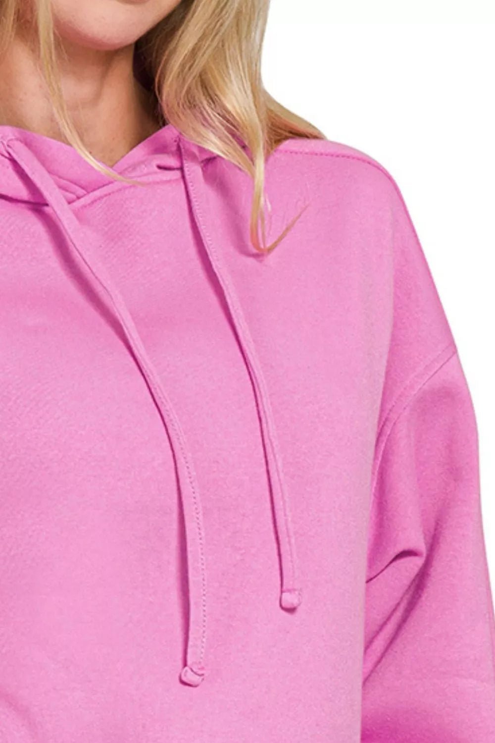 Zenana Drawstring Relaxed Fit Fleece Hoodie - Crowned Energy CO.