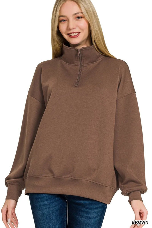 Zenana Scuba Quarter - Zip Sweatshirt - Goddess Vibes