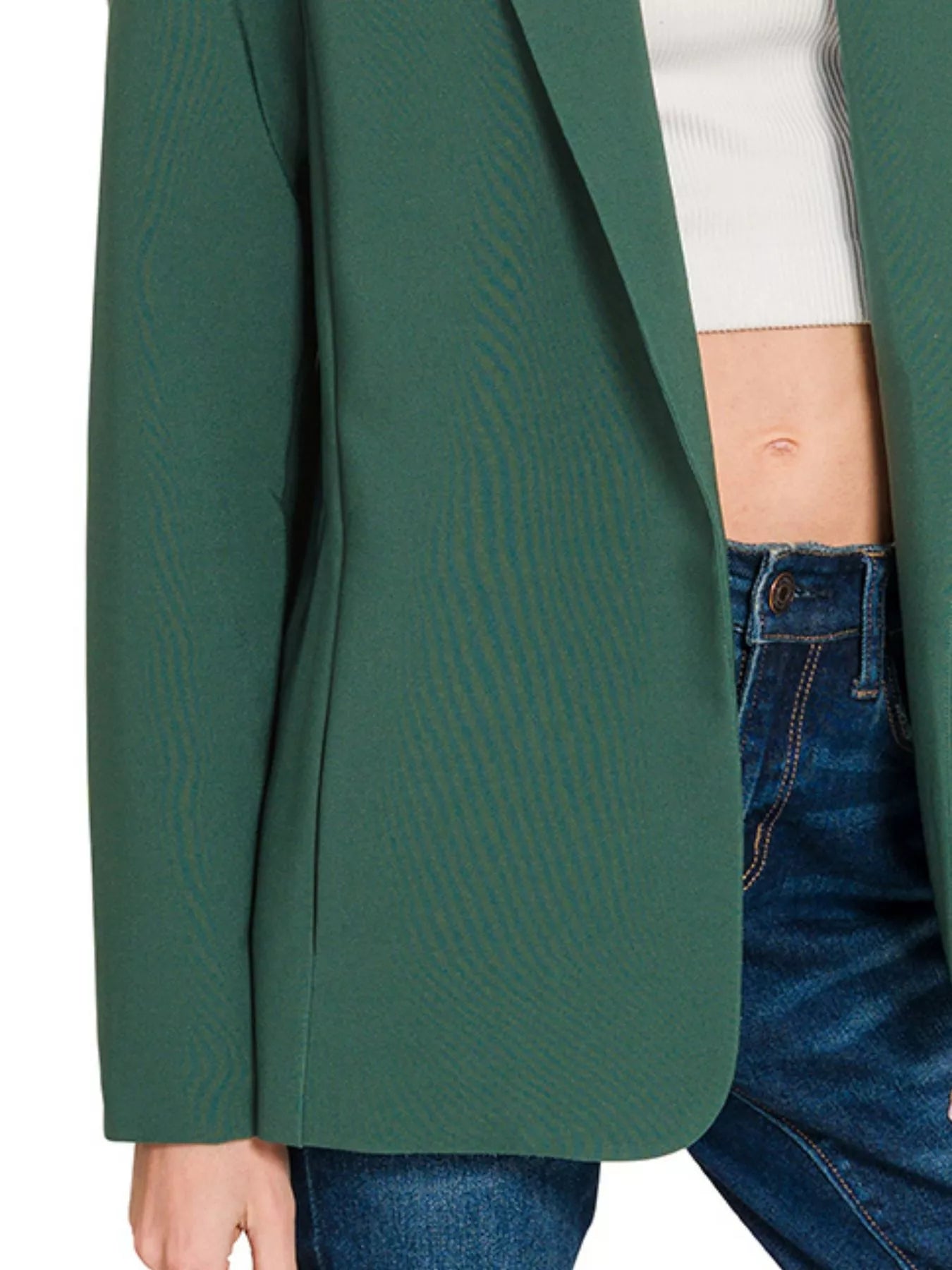 Crowned Energy CO. HUNTER GREEN / S Trendsi Tops/Blouses & Shirts Zenana Woven Long Sleeve Blazer With Lining